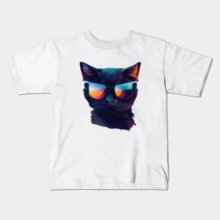 Cool Cat with glases Kids T-Shirt